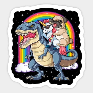 Pug Unicorn Dinosaur T Rex Kids Girls Women Rainbow Sticker